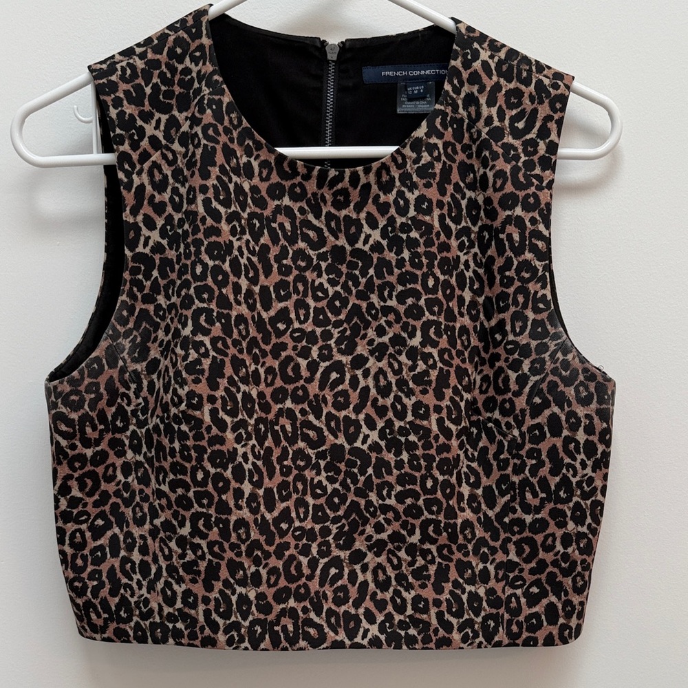 French Connection Animal Print Crop Top